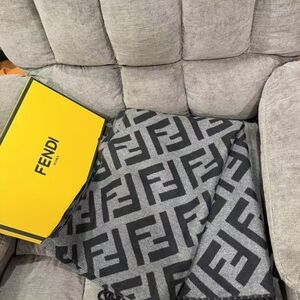Fendi Black and Gray Monogram Scarf